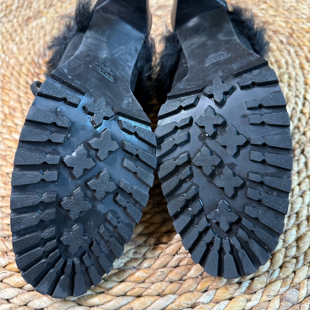Coach Elegant Black Suede Mules Kristy 10 B Fur-Trimmed Women's Slip On Heels - Picture 4 of 10